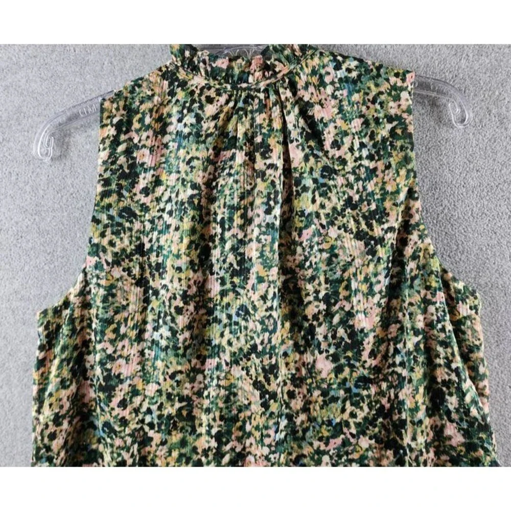 Anne Klein Tulla Printed Tie-Neck Blouse Women's M Pine Forest Multi Pullover - Picture 13 of 13